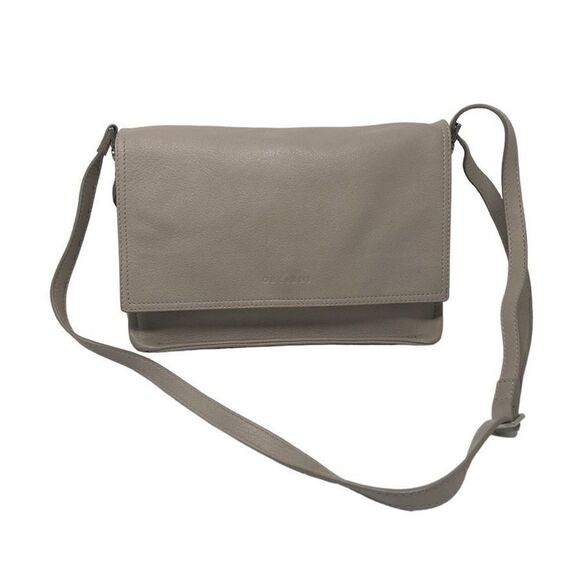 Orciani Leather Light Beige Crossbody Shoulder Bag Handbag Purse Minimalist VTG - Picture 1 of 16